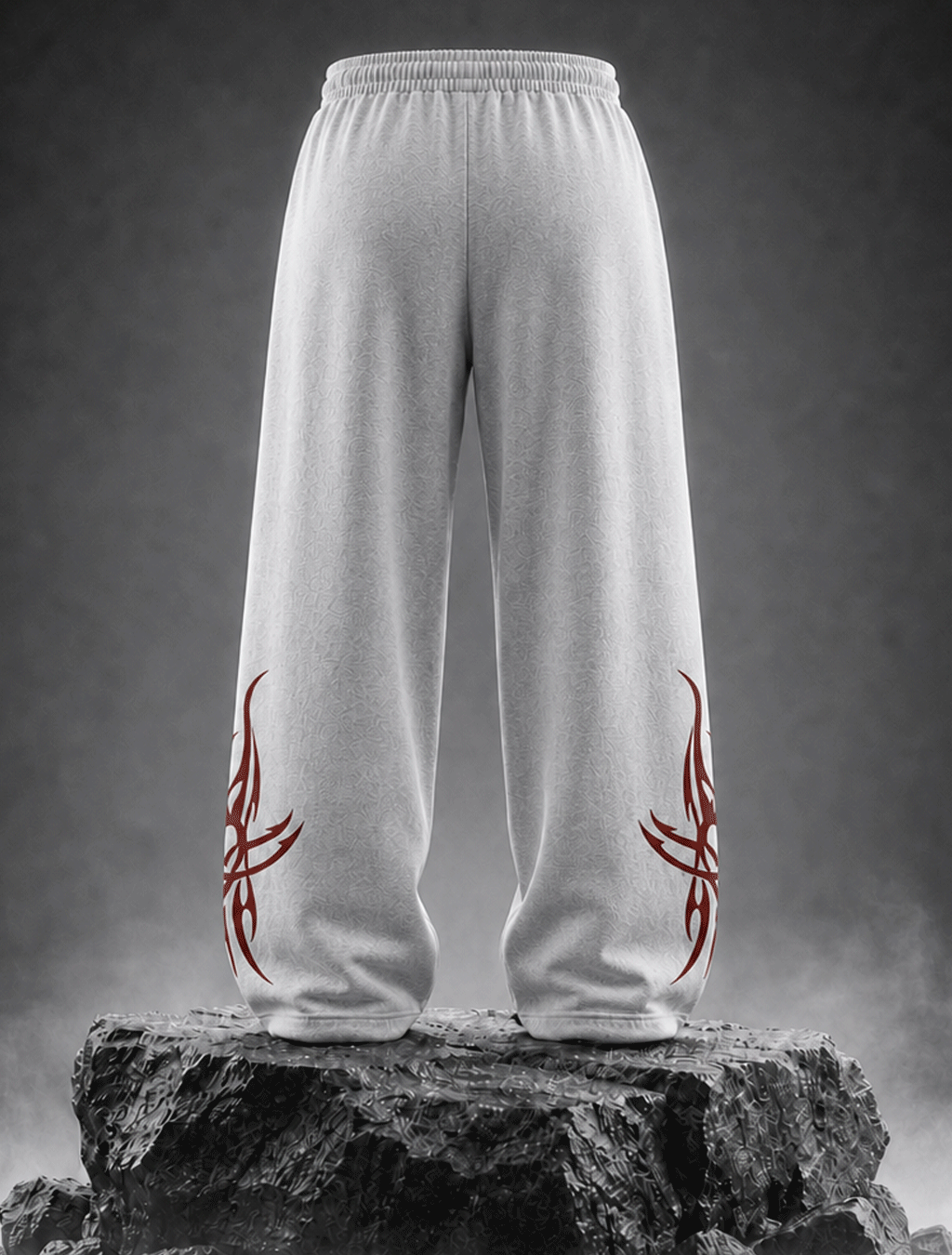 Shadow Wire Tribal Grey Wide-Leg Pants