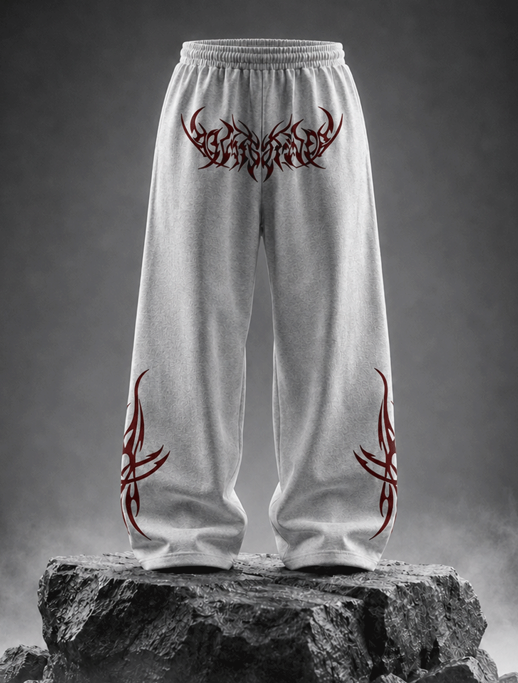 Shadow Wire Tribal Grey Wide-Leg Pants